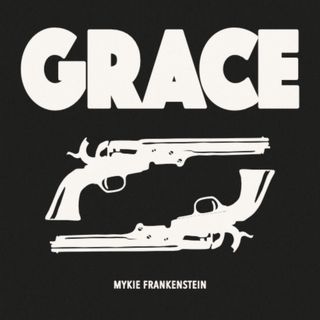 Silhouettes of two Colt Navy revolvers aranged like a yinyang